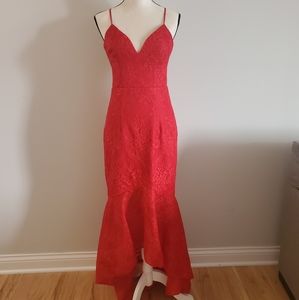 Bariano Australia open back lace prom red dress